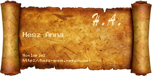 Hesz Anna névjegykártya